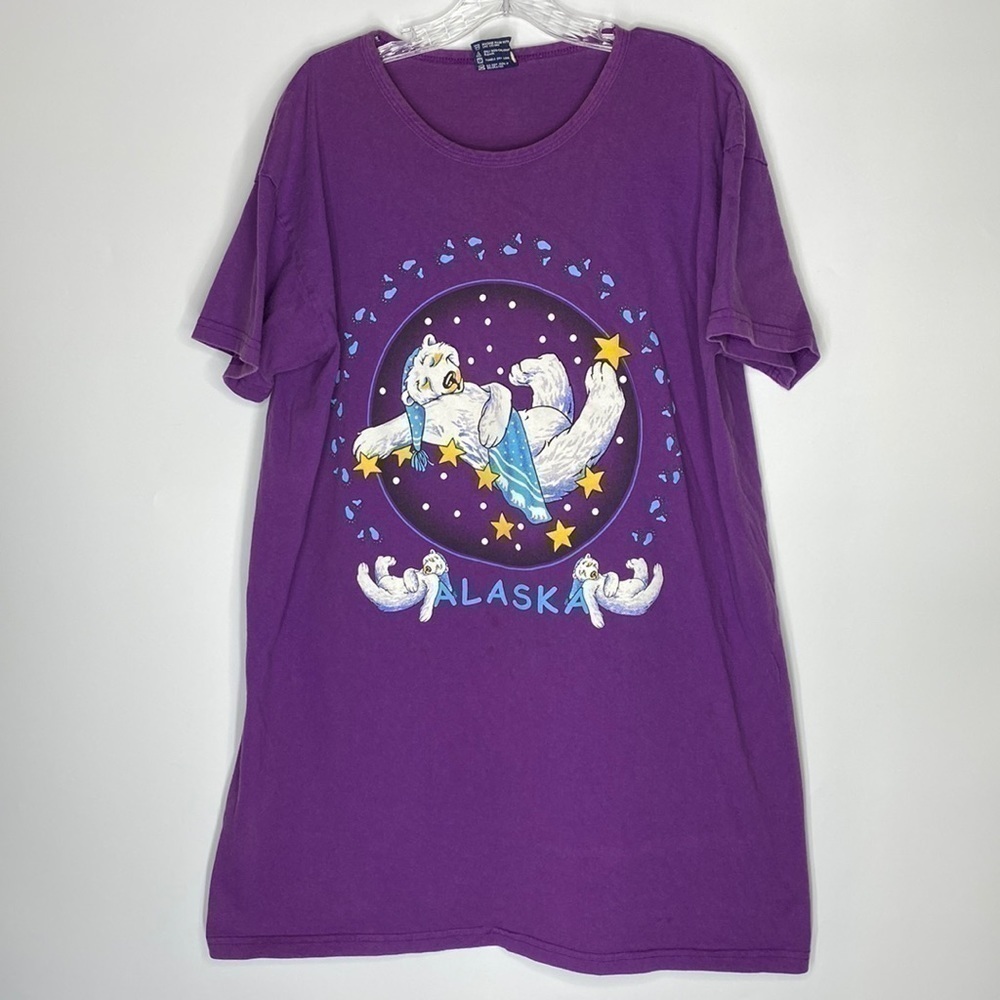 Vintage Polar Graphics Alaska Purple Sleep Shirt OSFA (XL)